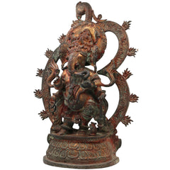 Handcrafted Brass Ganesha Idol | Ganapati Vinayaka Murti | Vighnaharta Siddhivinayak Statue for Home Temple Decor & Gifts,Brown, 20.5 Inch, 1 Piece