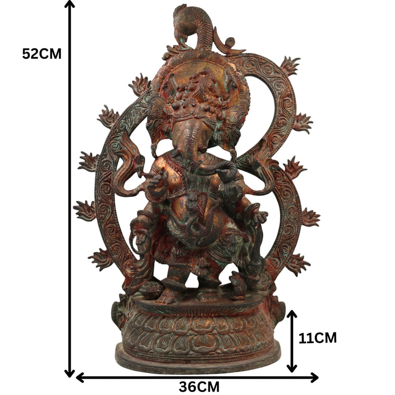 Handcrafted Brass Ganesha Idol | Ganapati Vinayaka Murti | Vighnaharta Siddhivinayak Statue for Home Temple Decor & Gifts,Brown, 20.5 Inch, 1 Piece
