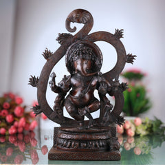Handcrafted Brass Ganesha Idol | Vinayaka Ganpati Murti | Vighnaharta Ekadanta Pillaiyar Statue for Pooja, Home Decor & Gifting,Brown, 17 Inch, 1 Piece