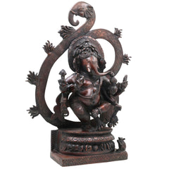 Handcrafted Brass Ganesha Idol | Vinayaka Ganpati Murti | Vighnaharta Ekadanta Pillaiyar Statue for Pooja, Home Decor & Gifting,Brown, 17 Inch, 1 Piece