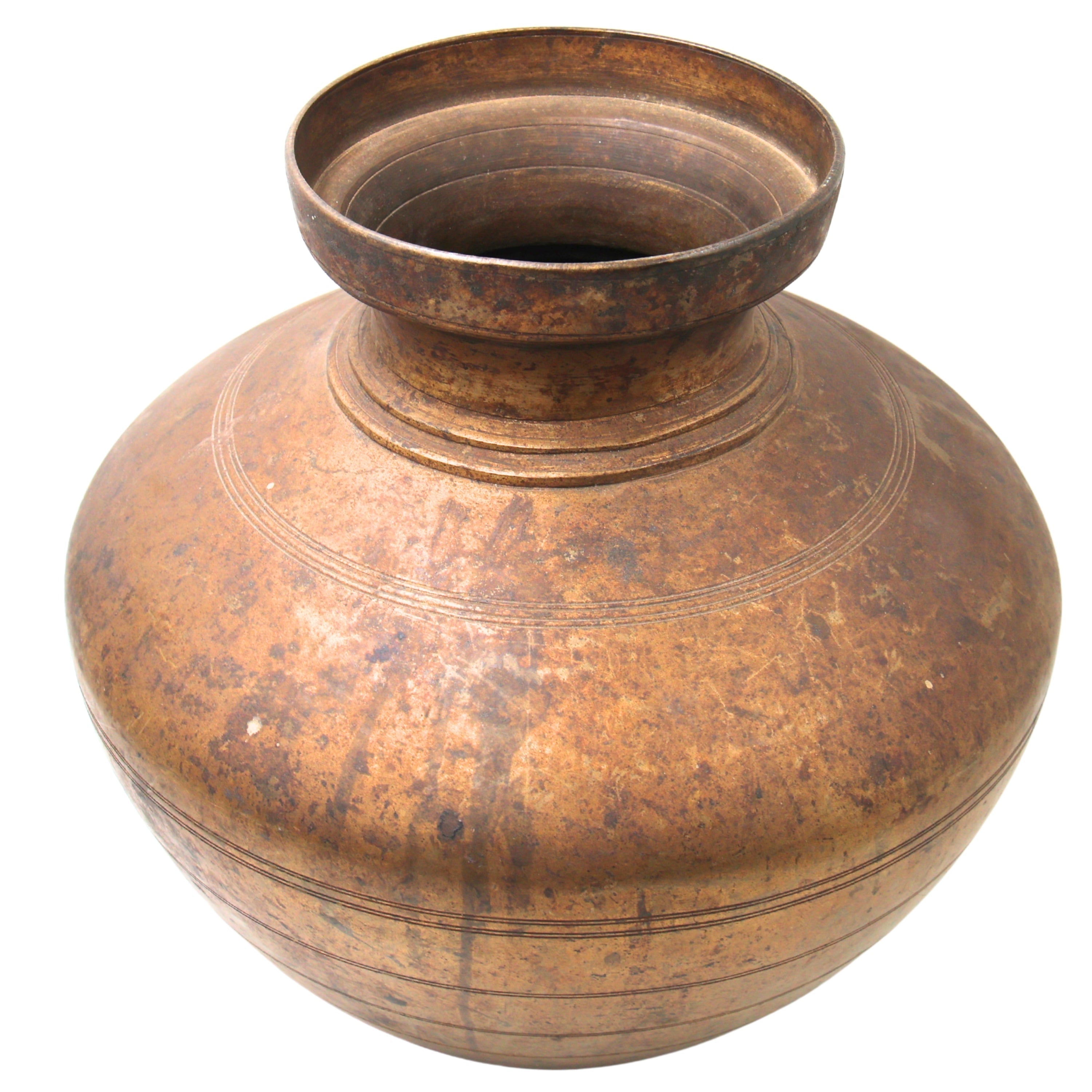 Handcrafted Brass Kalash Matka Ghada Pot – Vintage Pital Ghatam Kudam Chombu for Pooja, Decor & Collectors – Antique Finish Traditional Indian Water Vessel,Brown, 12 Inch, 1 Piece