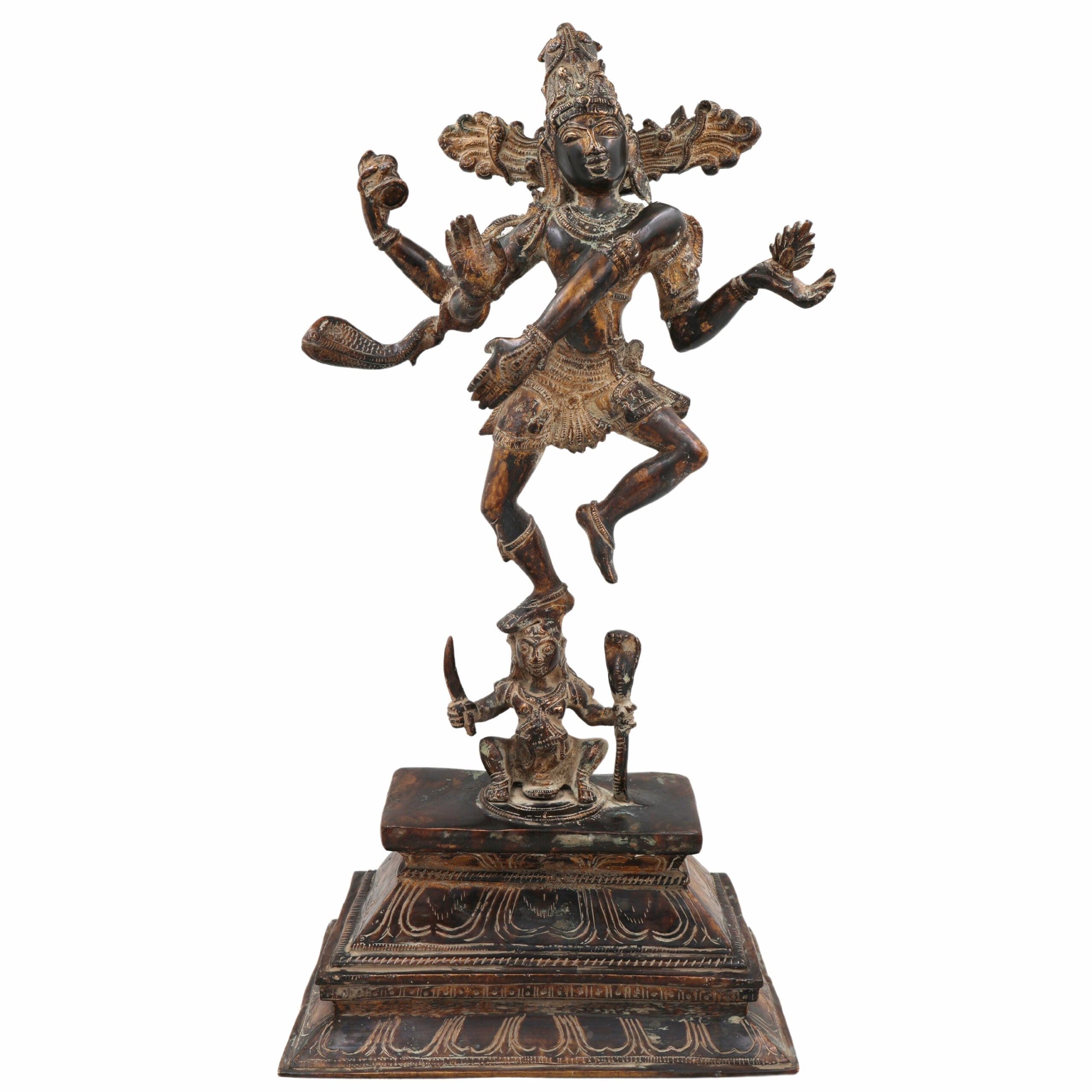 Handcrafted Brass Nataraja Idol – Dancing Shiva | Chola Style Tandava Murti | Antique Finish Nataraj Statue for Home Temple, Vastu & Decor,Black, 18 Inch, 1 Piece