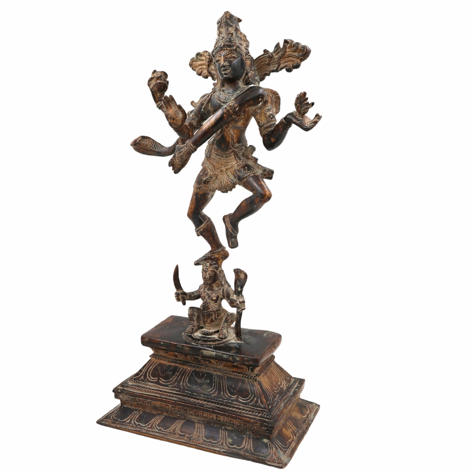 Handcrafted Brass Nataraja Idol – Dancing Shiva | Chola Style Tandava Murti | Antique Finish Nataraj Statue for Home Temple, Vastu & Decor,Black, 18 Inch, 1 Piece