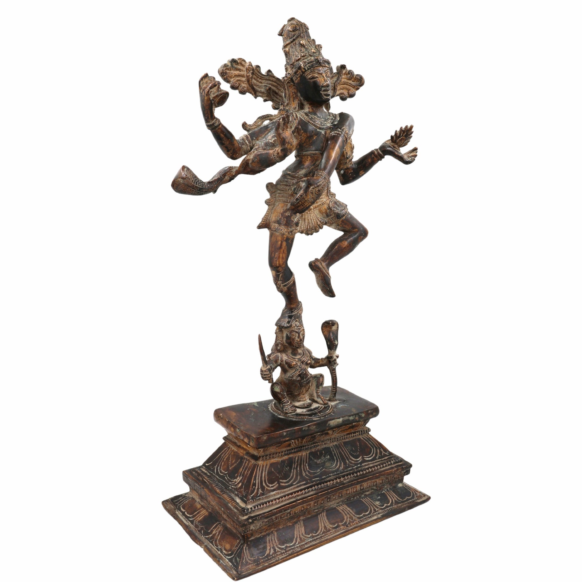 Handcrafted Brass Nataraja Idol – Dancing Shiva | Chola Style Tandava Murti | Antique Finish Nataraj Statue for Home Temple, Vastu & Decor,Black, 18 Inch, 1 Piece