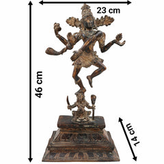 Handcrafted Brass Nataraja Idol – Dancing Shiva | Chola Style Tandava Murti | Antique Finish Nataraj Statue for Home Temple, Vastu & Decor,Black, 18 Inch, 1 Piece