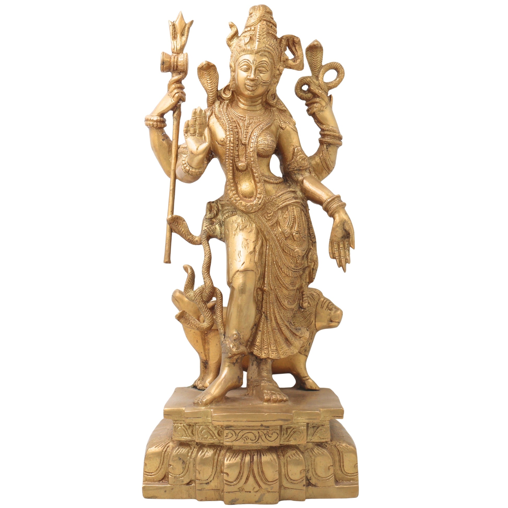Brass Handcrafted Ardhanarishvara Idol | Panchaloha Ardhanari, Ardhanarishwar, Ardhanareeshwara, Umamaheshwar Murti for Home Temple & Gifts,Gold, 17.5 Inch, 1 Piece