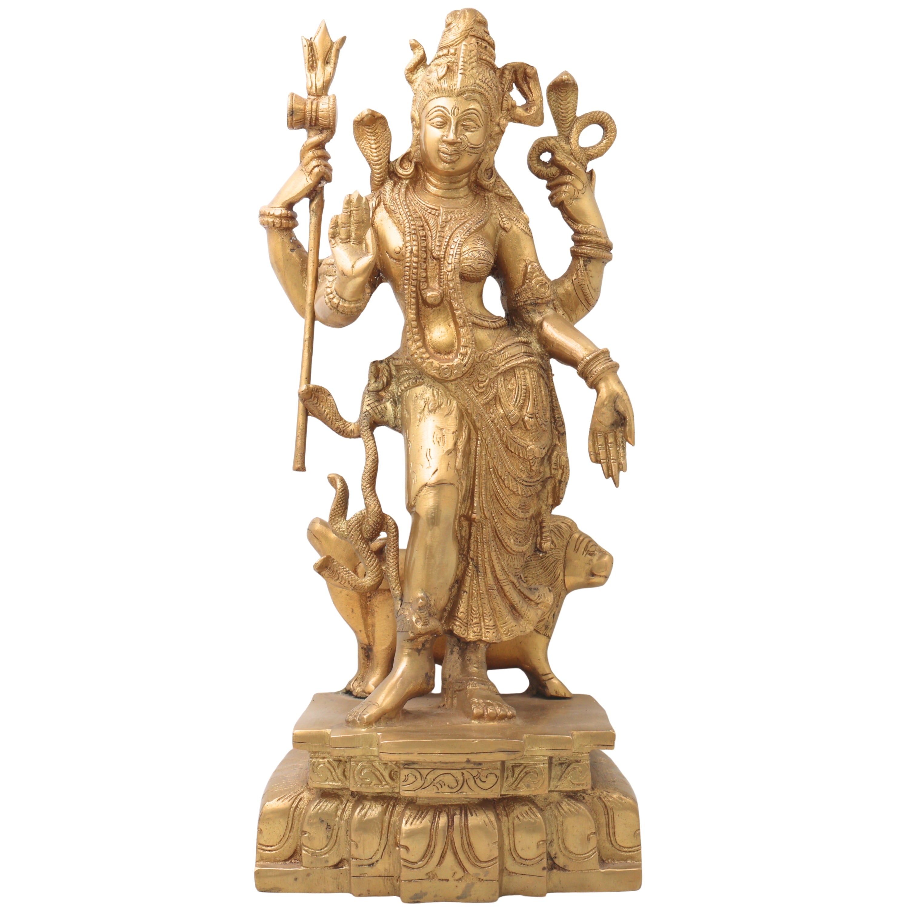 Brass Handcrafted Ardhanarishvara Idol | Panchaloha Ardhanari, Ardhanarishwar, Ardhanareeshwara, Umamaheshwar Murti for Home Temple & Gifts,Gold, 17.5 Inch, 1 Piece
