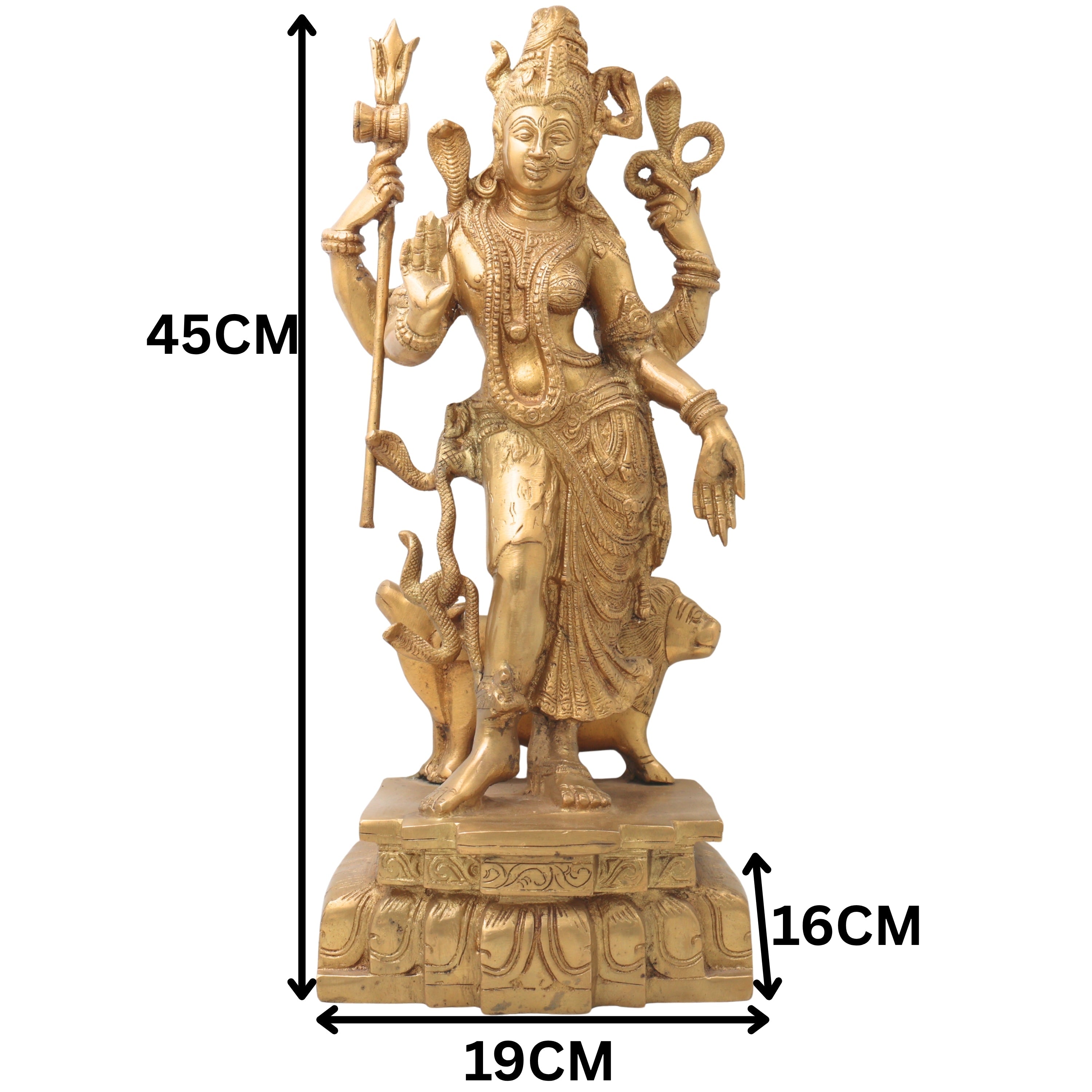 Brass Handcrafted Ardhanarishvara Idol | Panchaloha Ardhanari, Ardhanarishwar, Ardhanareeshwara, Umamaheshwar Murti for Home Temple & Gifts,Gold, 17.5 Inch, 1 Piece