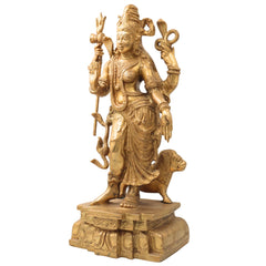 Brass Handcrafted Ardhanarishvara Idol | Panchaloha Ardhanari, Ardhanarishwar, Ardhanareeshwara, Umamaheshwar Murti for Home Temple & Gifts,Gold, 17.5 Inch, 1 Piece