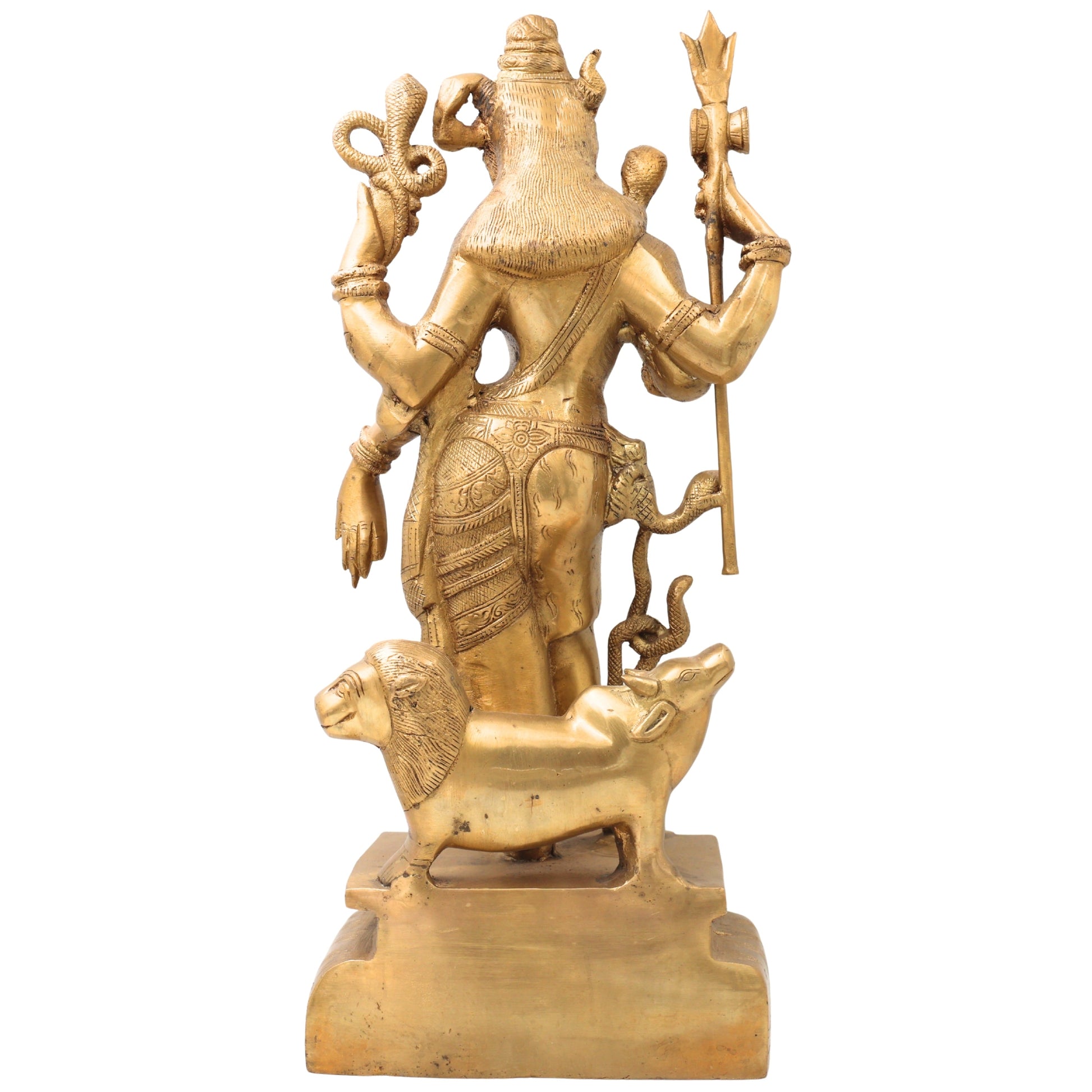Brass Handcrafted Ardhanarishvara Idol | Panchaloha Ardhanari, Ardhanarishwar, Ardhanareeshwara, Umamaheshwar Murti for Home Temple & Gifts,Gold, 17.5 Inch, 1 Piece