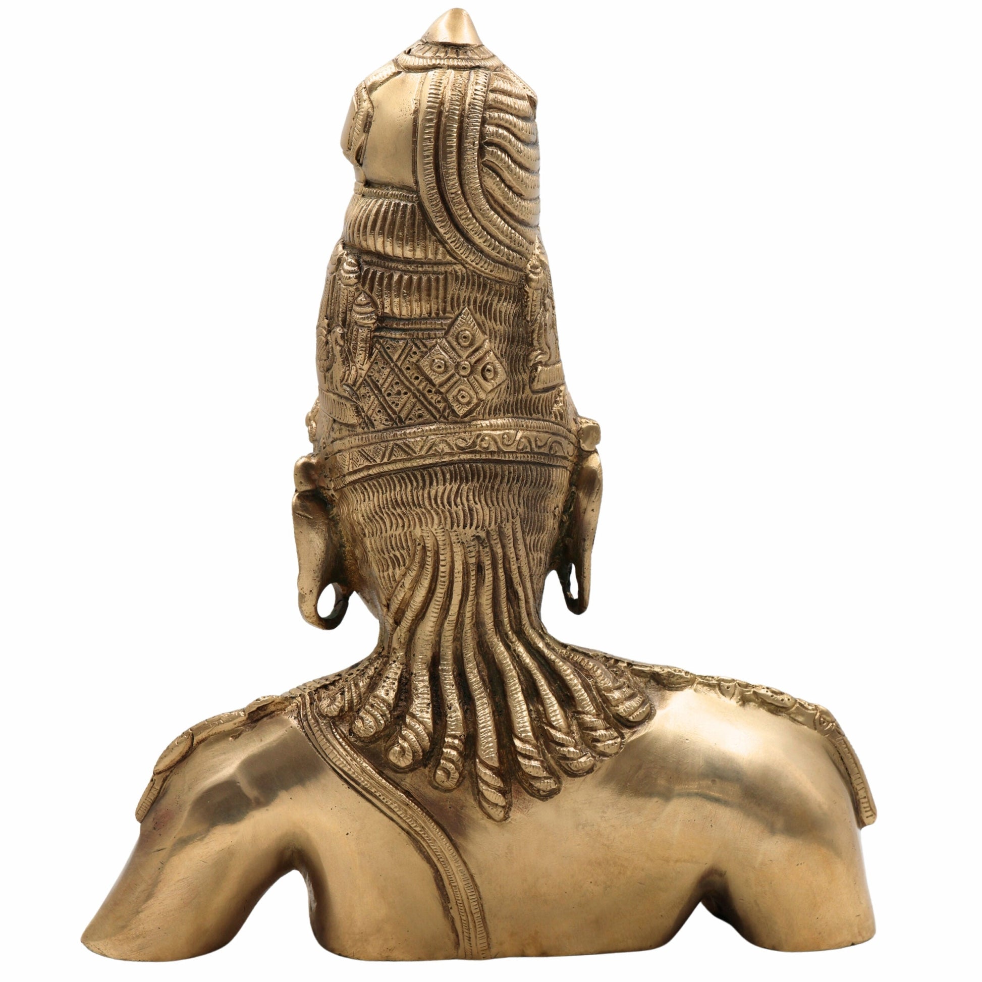 Brass Ardhanarishwara Head Idol | Ardhanari Shiv Shakti Panchaloha Murti | Arthanareeswarar Shiva Parvati Sculpture for Home Temple Decor,Gold, 12 Inch, 1 Piece