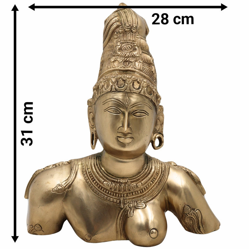 Brass Ardhanarishwara Head Idol | Ardhanari Shiv Shakti Panchaloha Murti | Arthanareeswarar Shiva Parvati Sculpture for Home Temple Decor,Gold, 12 Inch, 1 Piece