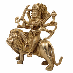 Brass Durga Idol – Mahishasura Mardini Shakti Murti | Maa Durga Devi Statue for Pooja, Navratri, Home Temple & Gifting,Gold, 6 Inch, 1 Piece