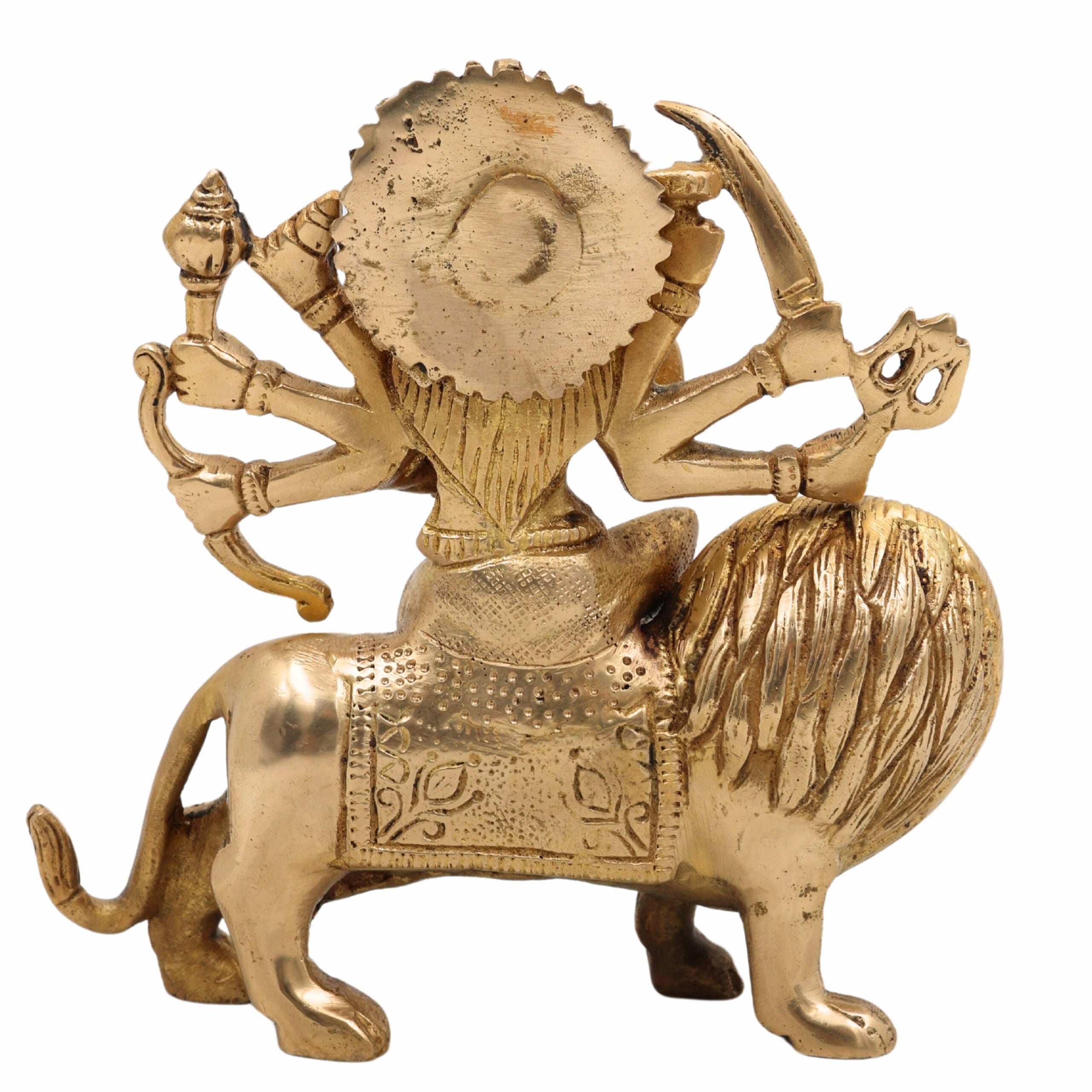 Brass Durga Idol – Mahishasura Mardini Shakti Murti | Maa Durga Devi Statue for Pooja, Navratri, Home Temple & Gifting,Gold, 6 Inch, 1 Piece