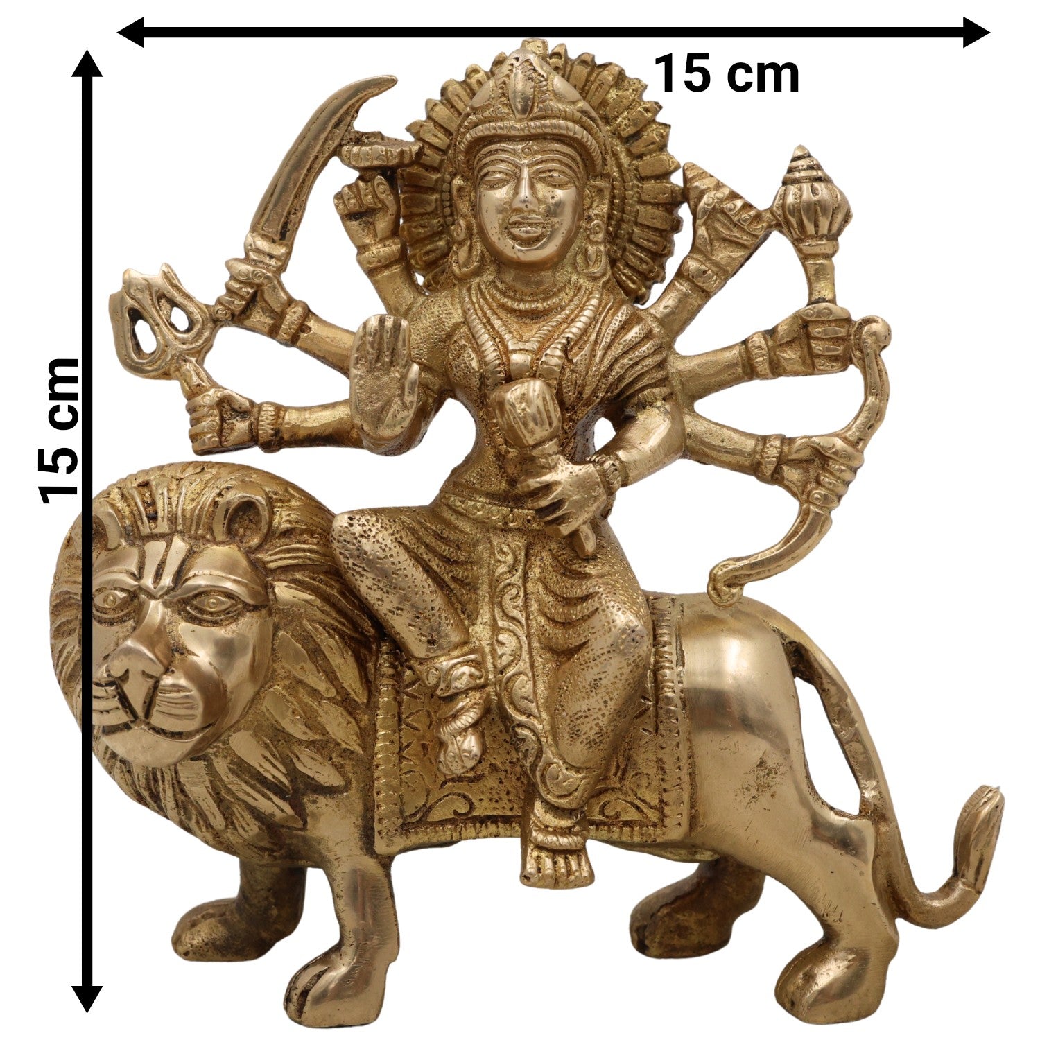Brass Durga Idol – Mahishasura Mardini Shakti Murti | Maa Durga Devi Statue for Pooja, Navratri, Home Temple & Gifting,Gold, 6 Inch, 1 Piece