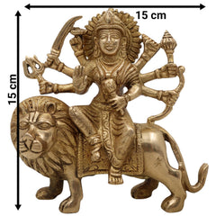 Brass Durga Idol – Mahishasura Mardini Shakti Murti | Maa Durga Devi Statue for Pooja, Navratri, Home Temple & Gifting,Gold, 6 Inch, 1 Piece