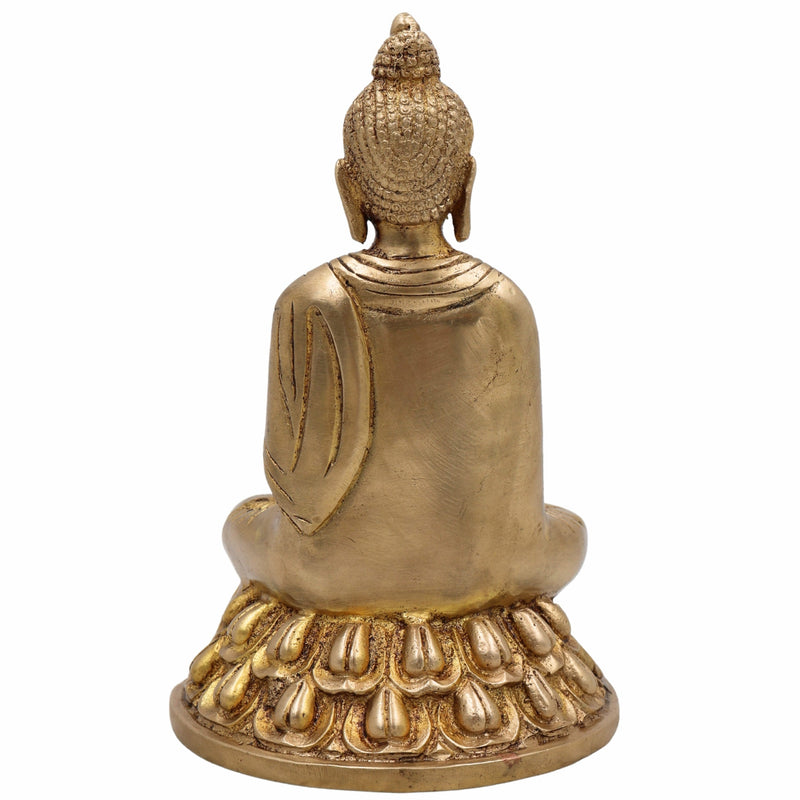 Handcrafted Brass Gautam Buddha Idol | Shakyamuni Tathagata Pital Murti for Pooja, Meditation, Home Decor & Vastu,Gold, 7.5 Inch, 1 Piece