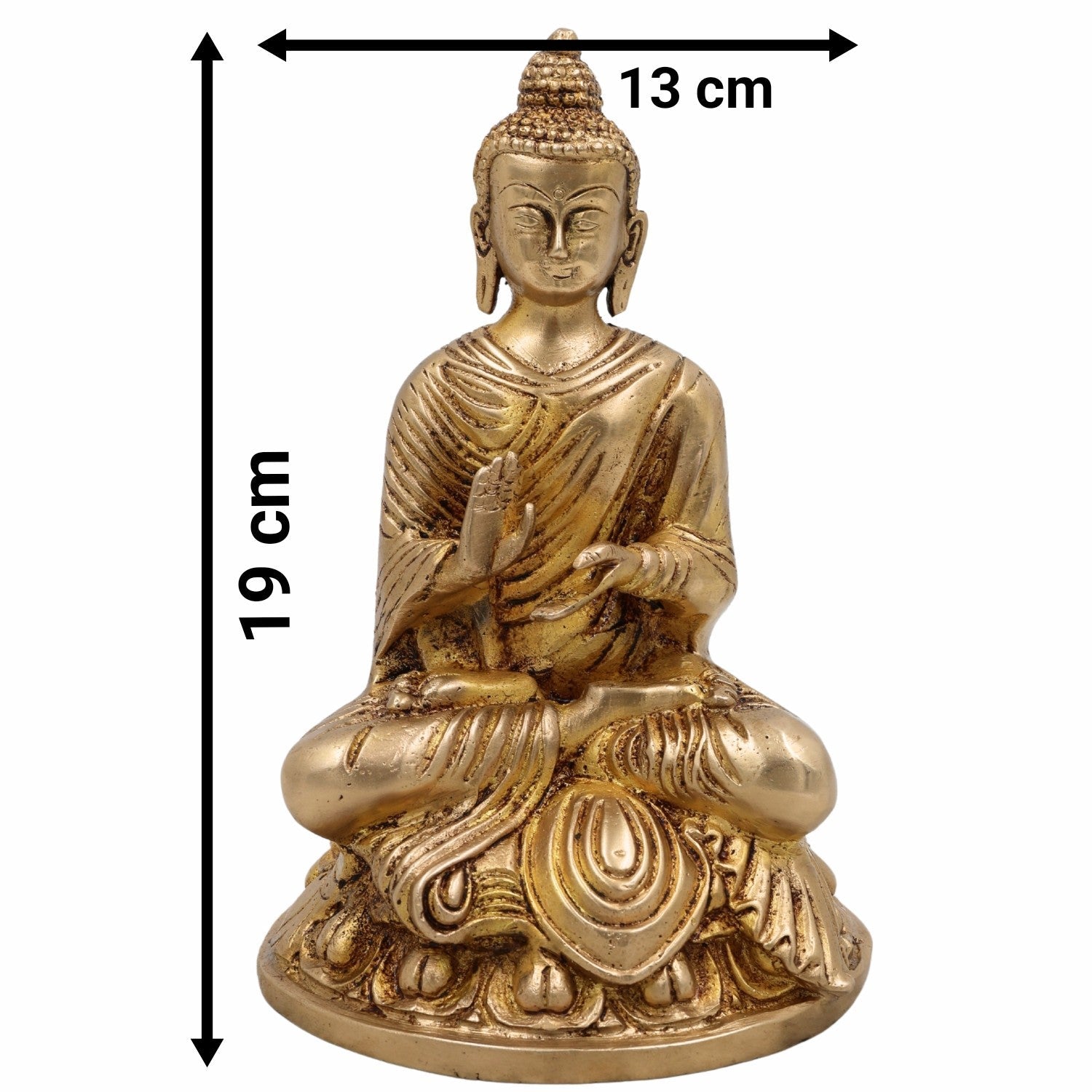 Handcrafted Brass Gautam Buddha Idol | Shakyamuni Tathagata Pital Murti for Pooja, Meditation, Home Decor & Vastu,Gold, 7.5 Inch, 1 Piece
