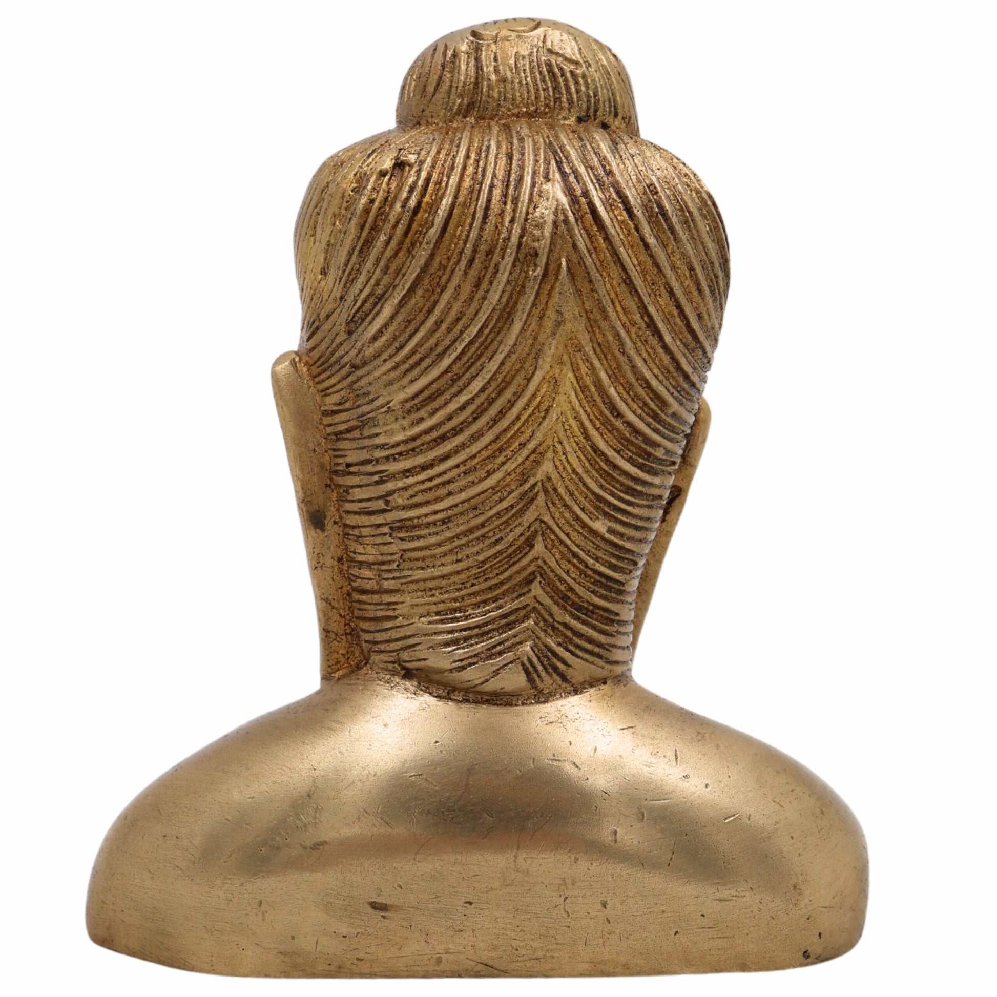Brass Buddha Head Idol | Gautam Buddha Murti | Budh Graha Devata Statue | Handcrafted Peetal/Pittal Pooja Vigraha for Home Temple, Meditation & Decor,Gold, 4.5 Inch, 1 Piece