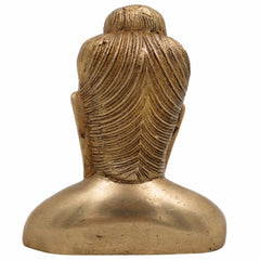 Brass Buddha Head Idol | Gautam Buddha Murti | Budh Graha Devata Statue | Handcrafted Peetal/Pittal Pooja Vigraha for Home Temple, Meditation & Decor,Gold, 4.5 Inch, 1 Piece