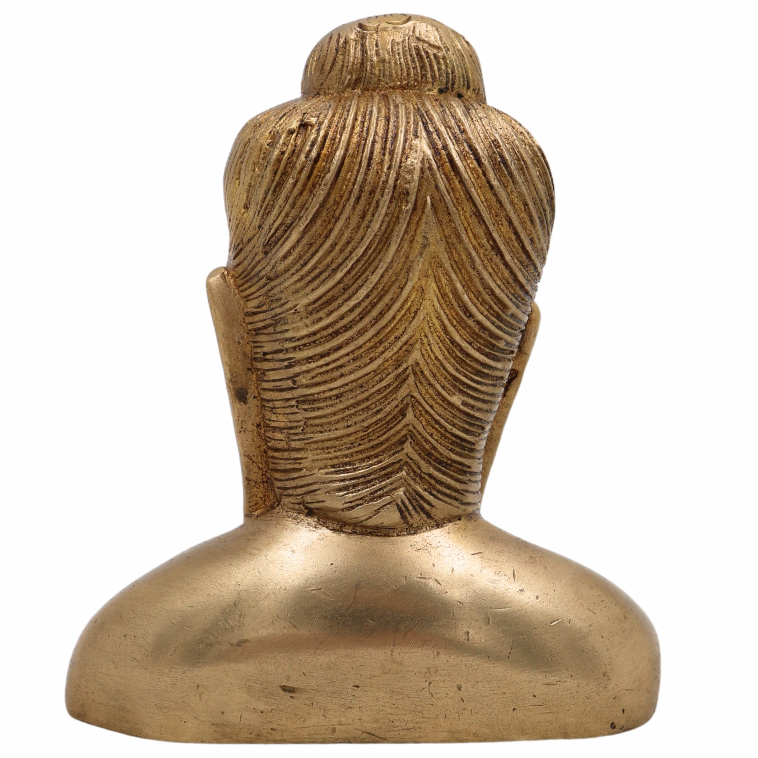Brass Buddha Head Idol | Gautam Buddha Murti | Budh Graha Devata Statue | Handcrafted Peetal/Pittal Pooja Vigraha for Home Temple, Meditation & Decor,Gold, 4.5 Inch, 1 Piece