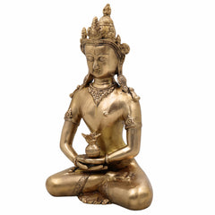 Brass Buddhist Lokeshwar Idol, Avalokiteshvara Padmapani Chenrezig Karunamaya Bodhisattva Sculpture for Home Temple, Meditation & Decor,Gold, 13 Inch, 1 Piece