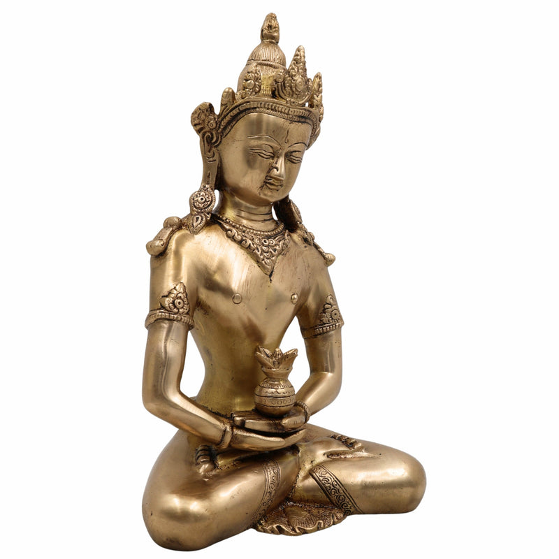 Brass Buddhist Lokeshwar Idol, Avalokiteshvara Padmapani Chenrezig Karunamaya Bodhisattva Sculpture for Home Temple, Meditation & Decor,Gold, 13 Inch, 1 Piece