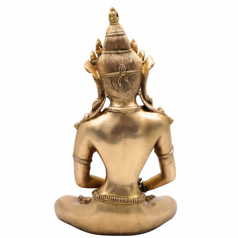 Brass Buddhist Lokeshwar Idol, Avalokiteshvara Padmapani Chenrezig Karunamaya Bodhisattva Sculpture for Home Temple, Meditation & Decor,Gold, 13 Inch, 1 Piece