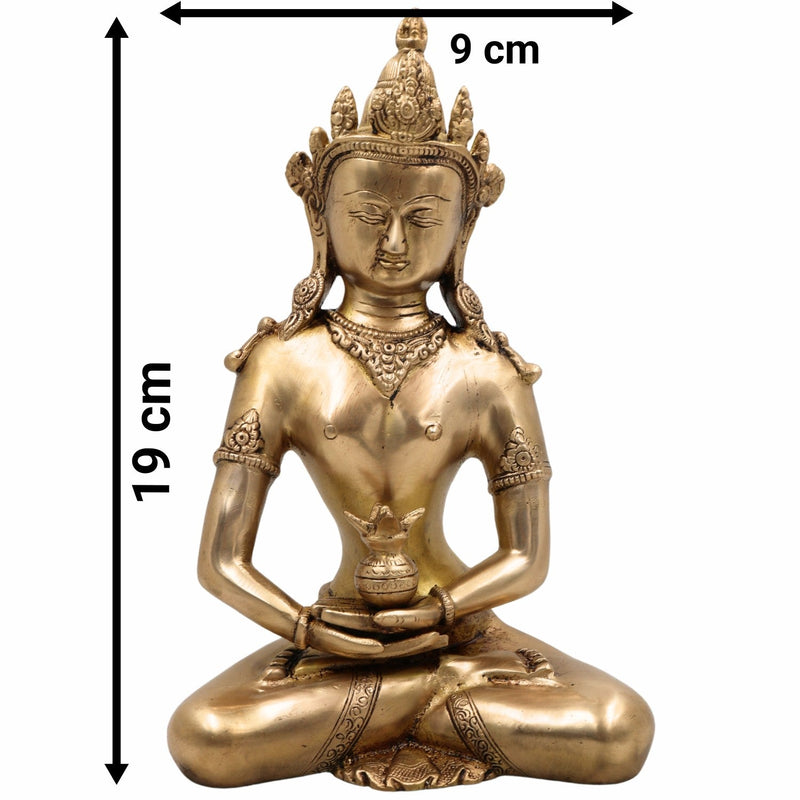 Brass Buddhist Lokeshwar Idol, Avalokiteshvara Padmapani Chenrezig Karunamaya Bodhisattva Sculpture for Home Temple, Meditation & Decor,Gold, 13 Inch, 1 Piece