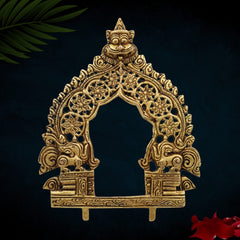 Brass Traditional Prabhavali Frame, Handcrafted Arch Wall Hanging For Home Temple & Decor, Gold, 6.5 Inch, 1 Piece