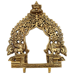 Brass Traditional Prabhavali Frame, Handcrafted Arch Wall Hanging For Home Temple & Decor, Gold, 6.5 Inch, 1 Piece