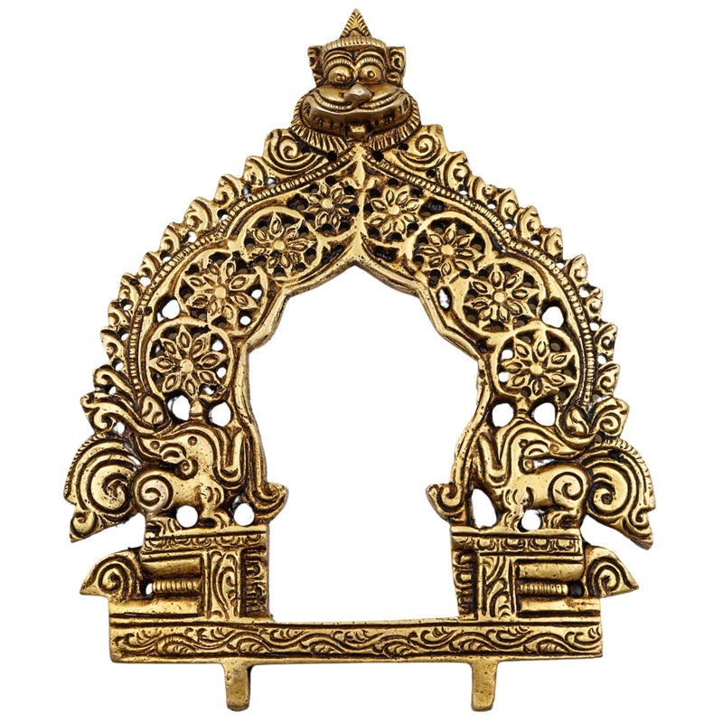 Brass Traditional Prabhavali Frame, Handcrafted Arch Wall Hanging For Home Temple & Decor, Gold, 6.5 Inch, 1 Piece