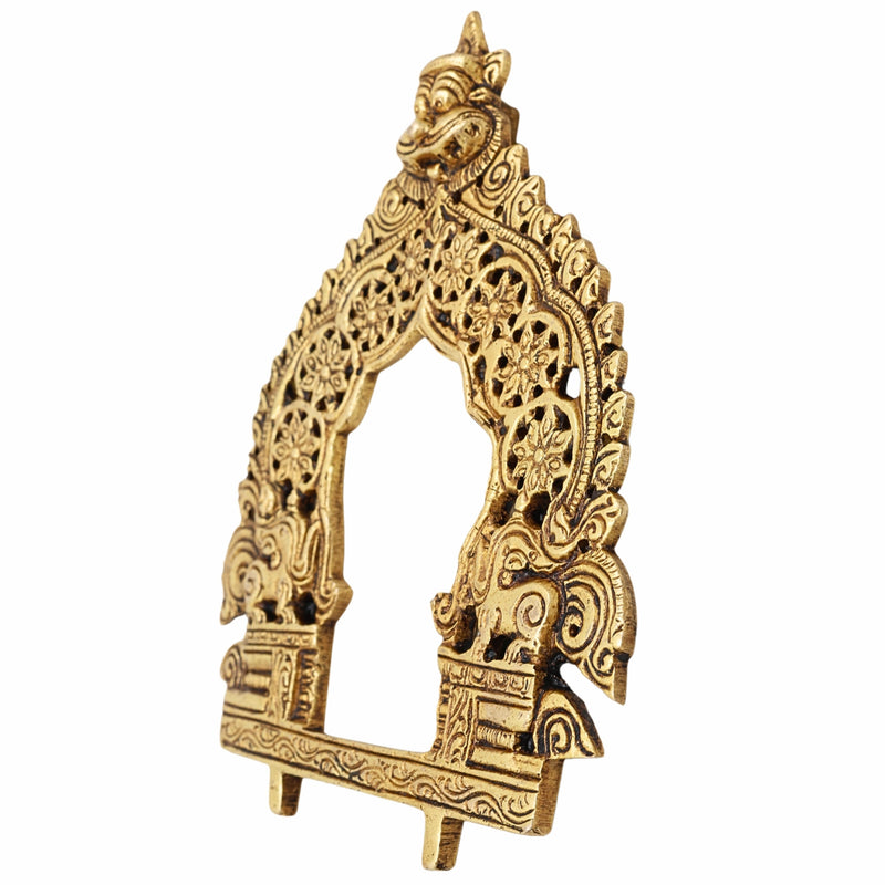 Brass Traditional Prabhavali Frame, Handcrafted Arch Wall Hanging For Home Temple & Decor, Gold, 6.5 Inch, 1 Piece