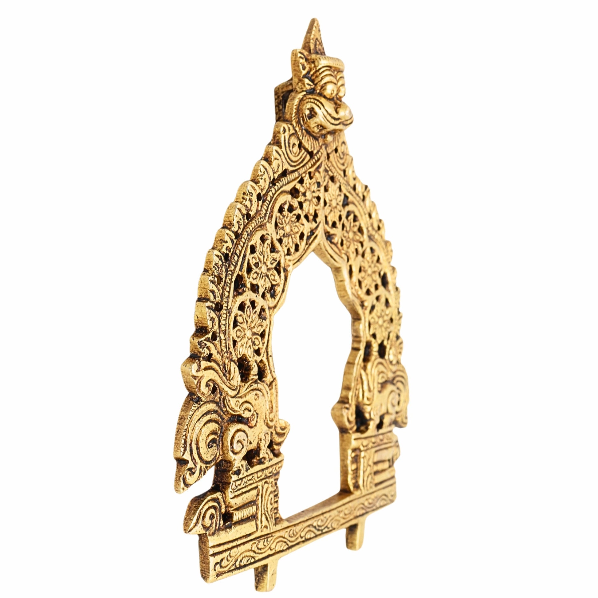 Brass Traditional Prabhavali Frame, Handcrafted Arch Wall Hanging For Home Temple & Decor, Gold, 6.5 Inch, 1 Piece