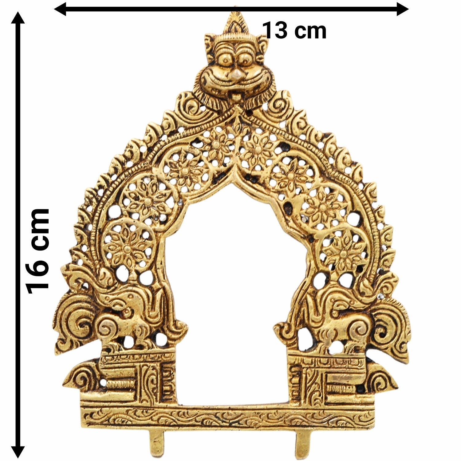 Brass Traditional Prabhavali Frame, Handcrafted Arch Wall Hanging For Home Temple & Decor, Gold, 6.5 Inch, 1 Piece