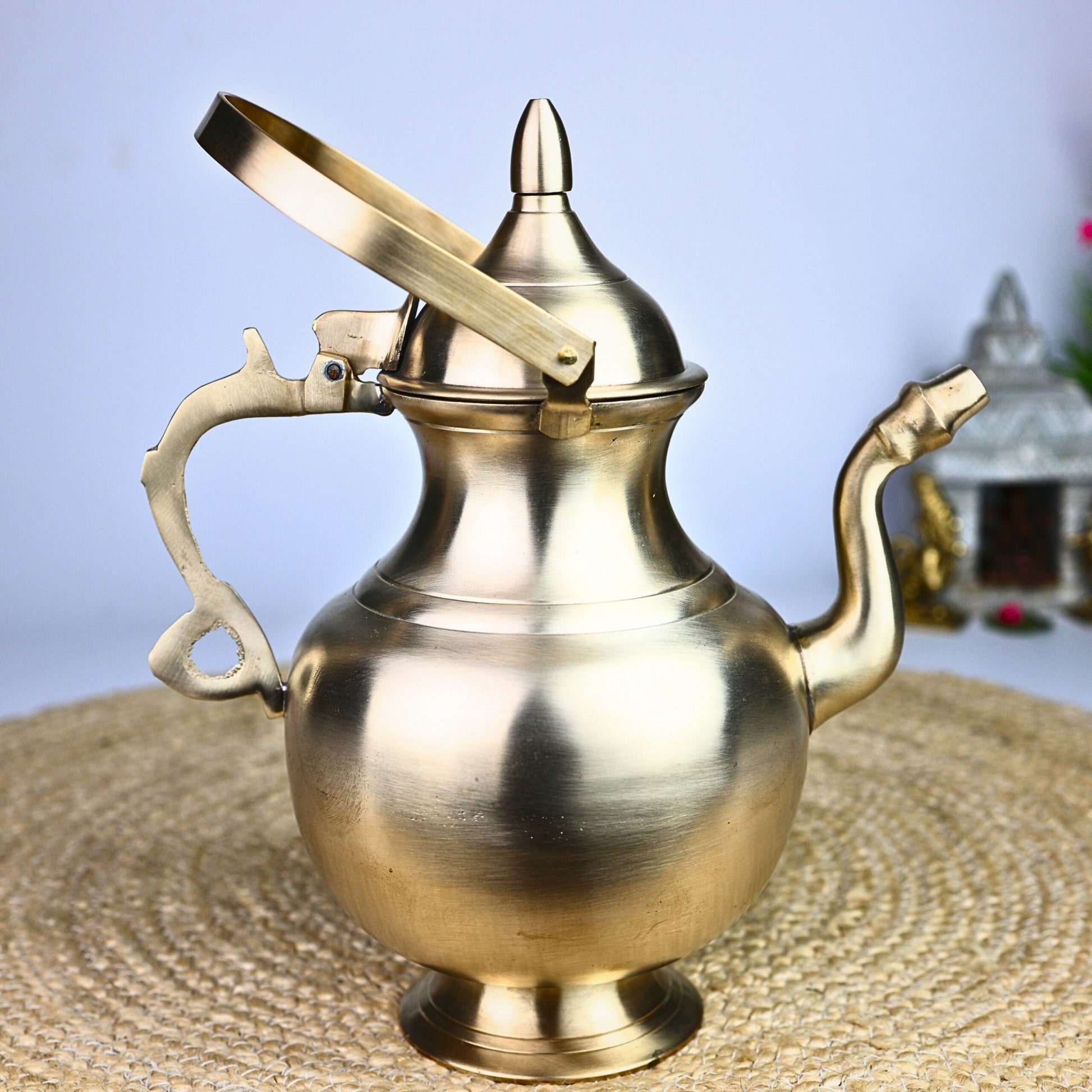 Handcrafted Bronze Kamandalu, Rishi Kalash Kamandal for Puja, Ganga Jali Abhishekam, Spiritual Decor & Gifting,Gold, 12 Inch, 1 Piece