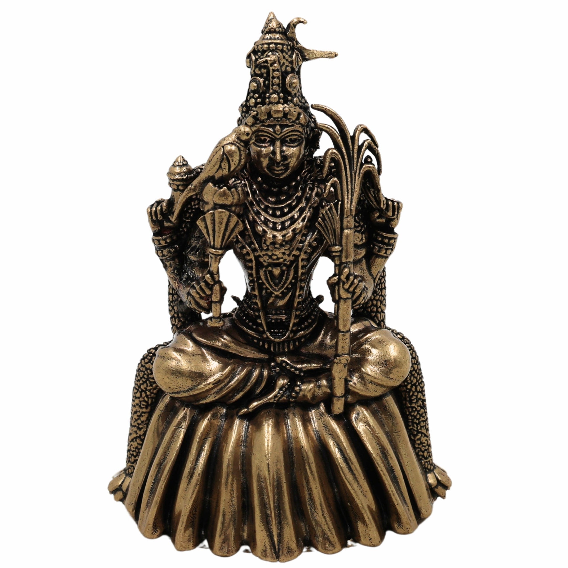 Bhunes Brass Kamakshi Idol – Handcrafted Kamakhya Devi, Tripura Sundari, Raja Rajeshwari & Meenakshi Murti For Home Temple & Pooja,Gold, 4 Inch, 1 Piece