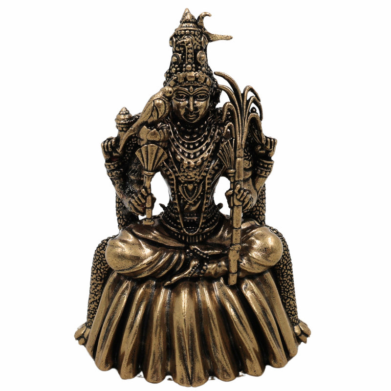 Bhunes Brass Kamakshi Idol – Handcrafted Kamakhya Devi, Tripura Sundari, Raja Rajeshwari & Meenakshi Murti For Home Temple & Pooja,Gold, 4 Inch, 1 Piece