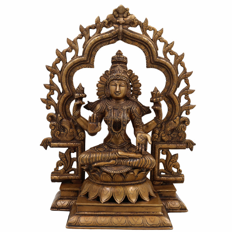 Handcrafted Brass Lakshmi Idol | Mahalakshmi, Padmavathi, Sridevi, Ashta Lakshmi Murti for Pooja, Vastu, Home Temple & Gifts,Gold, 15.5 Inch, 1 Piece