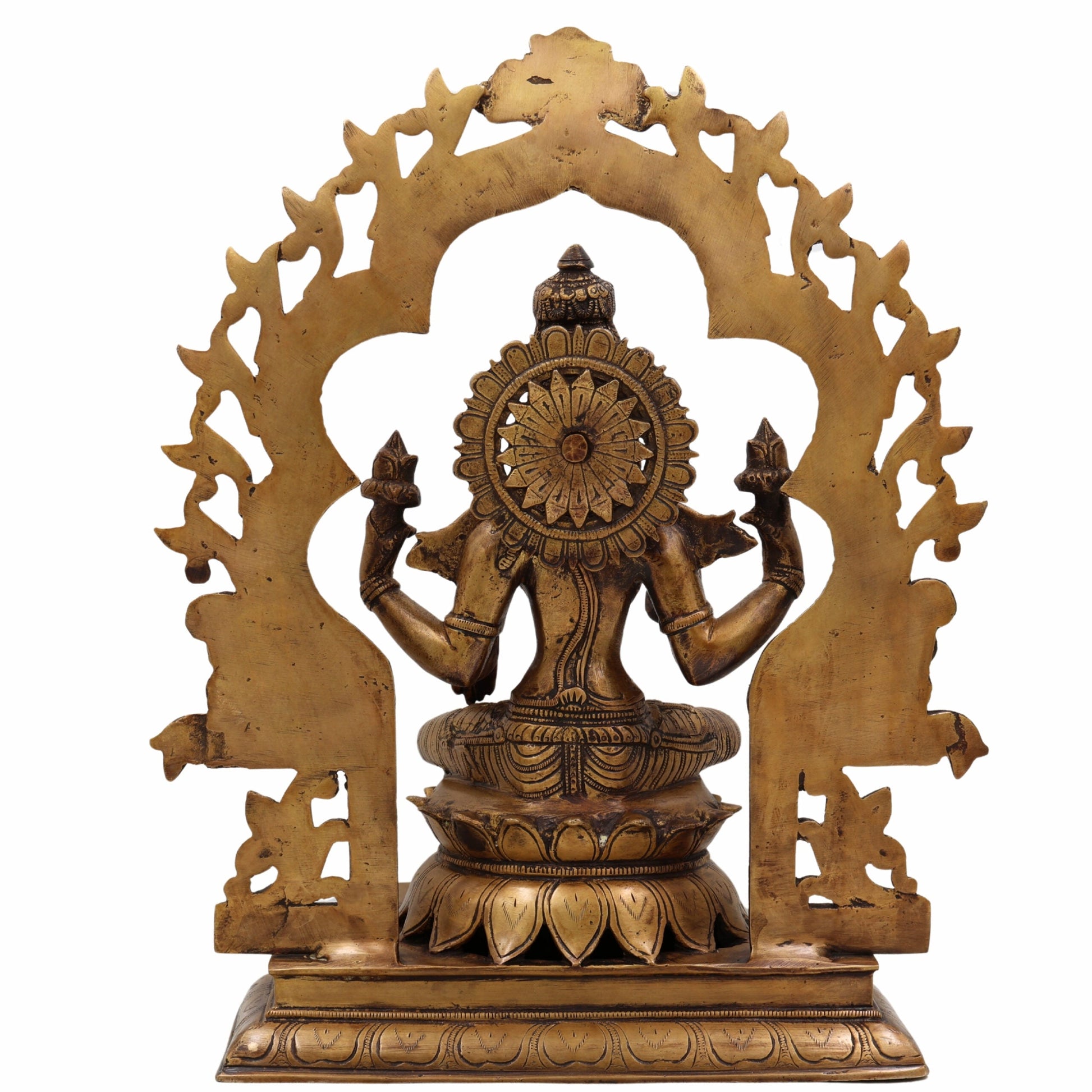 Handcrafted Brass Lakshmi Idol | Mahalakshmi, Padmavathi, Sridevi, Ashta Lakshmi Murti for Pooja, Vastu, Home Temple & Gifts,Gold, 15.5 Inch, 1 Piece
