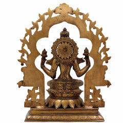 Handcrafted Brass Lakshmi Idol | Mahalakshmi, Padmavathi, Sridevi, Ashta Lakshmi Murti for Pooja, Vastu, Home Temple & Gifts,Gold, 15.5 Inch, 1 Piece