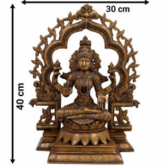 Handcrafted Brass Lakshmi Idol | Mahalakshmi, Padmavathi, Sridevi, Ashta Lakshmi Murti for Pooja, Vastu, Home Temple & Gifts,Gold, 15.5 Inch, 1 Piece