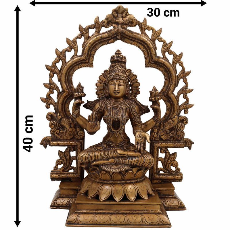 Handcrafted Brass Lakshmi Idol | Mahalakshmi, Padmavathi, Sridevi, Ashta Lakshmi Murti for Pooja, Vastu, Home Temple & Gifts,Gold, 15.5 Inch, 1 Piece