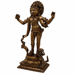 Bhikshatana Shiva Brass Idol, Digambara Murti of Shiva Bhikshatana Swamy, Handcrafted Pital Moorthi for Pooja, Decor & Temple,Gold, 15 Inch, 1 Piece