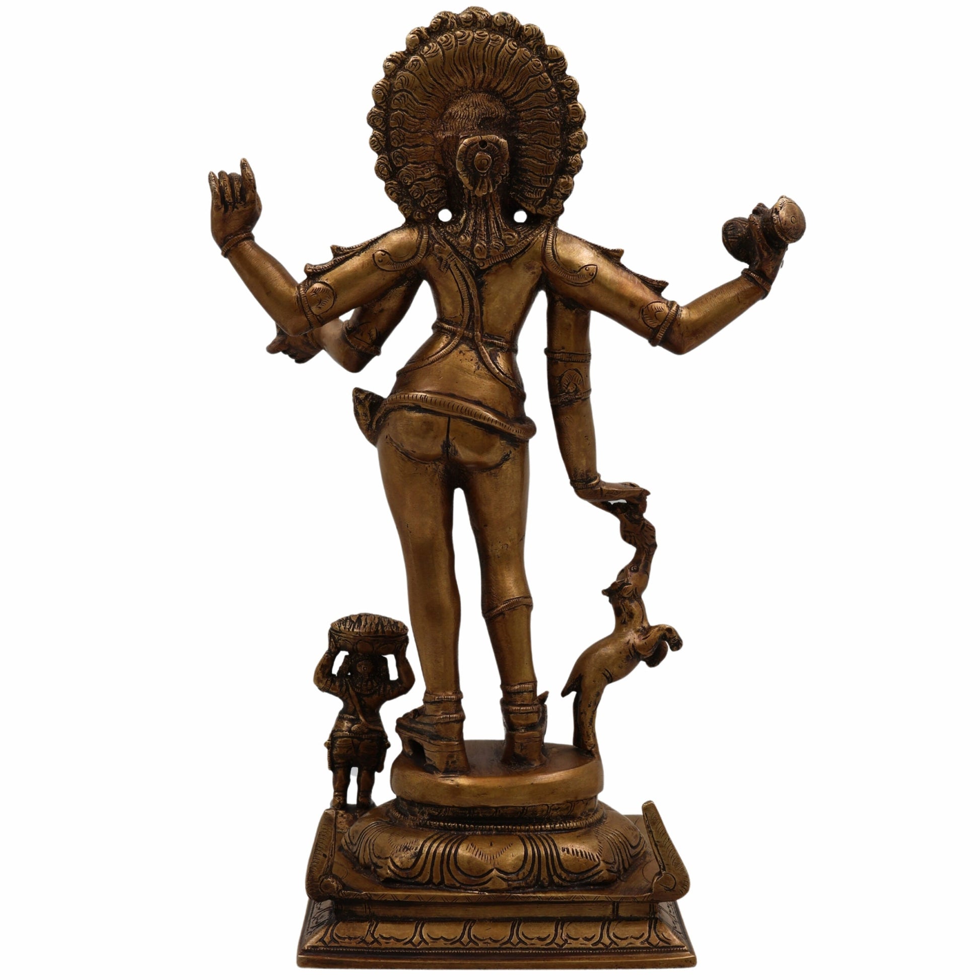 Bhikshatana Shiva Brass Idol, Digambara Murti of Shiva Bhikshatana Swamy, Handcrafted Pital Moorthi for Pooja, Decor & Temple,Gold, 15 Inch, 1 Piece