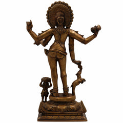 Bhikshatana Shiva Brass Idol, Digambara Murti of Shiva Bhikshatana Swamy, Handcrafted Pital Moorthi for Pooja, Decor & Temple,Gold, 15 Inch, 1 Piece