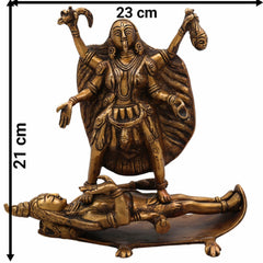 Brass Kali Mata Idol – Mahakali | Kalika | Chamunda | Shyama Kali | Bhadrakali Peetal Murti for Home Temple, Pooja, Navratri Gift & Decor,Gold, 8.5 Inch, 1 Piece