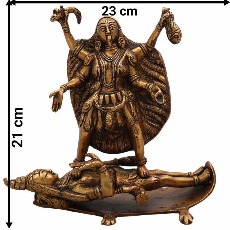 Brass Kali Mata Idol – Mahakali | Kalika | Chamunda | Shyama Kali | Bhadrakali Peetal Murti for Home Temple, Pooja, Navratri Gift & Decor,Gold, 8.5 Inch, 1 Piece