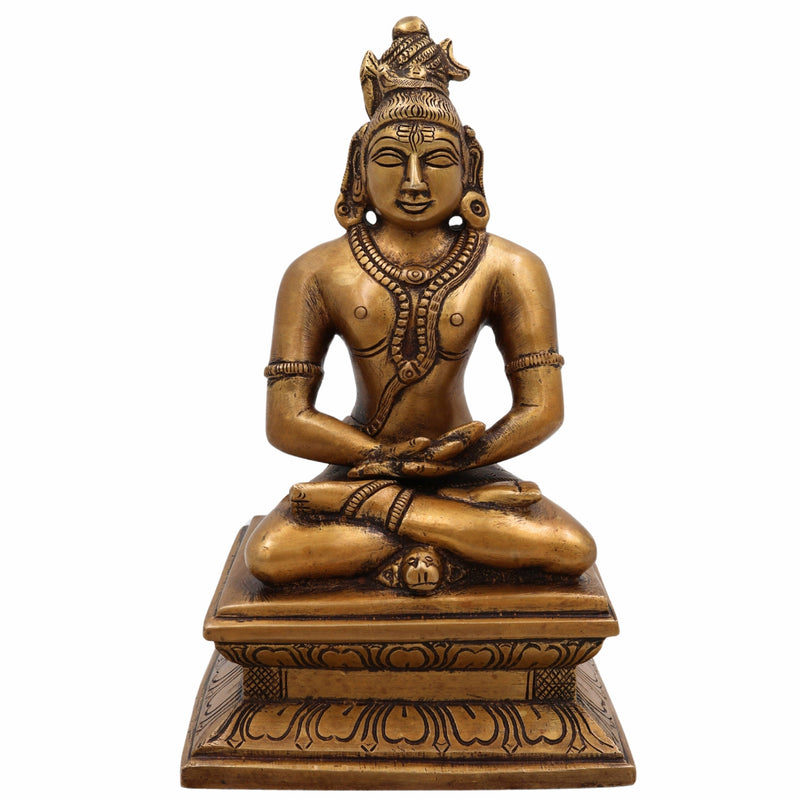 Handcrafted Brass Shiva Idol – Mahadev | Bholenath | Adiyogi | Nataraja | Rudra | Shankar Murti for Home Temple & Decor,Gold, 8.5 Inch, 1 Piece