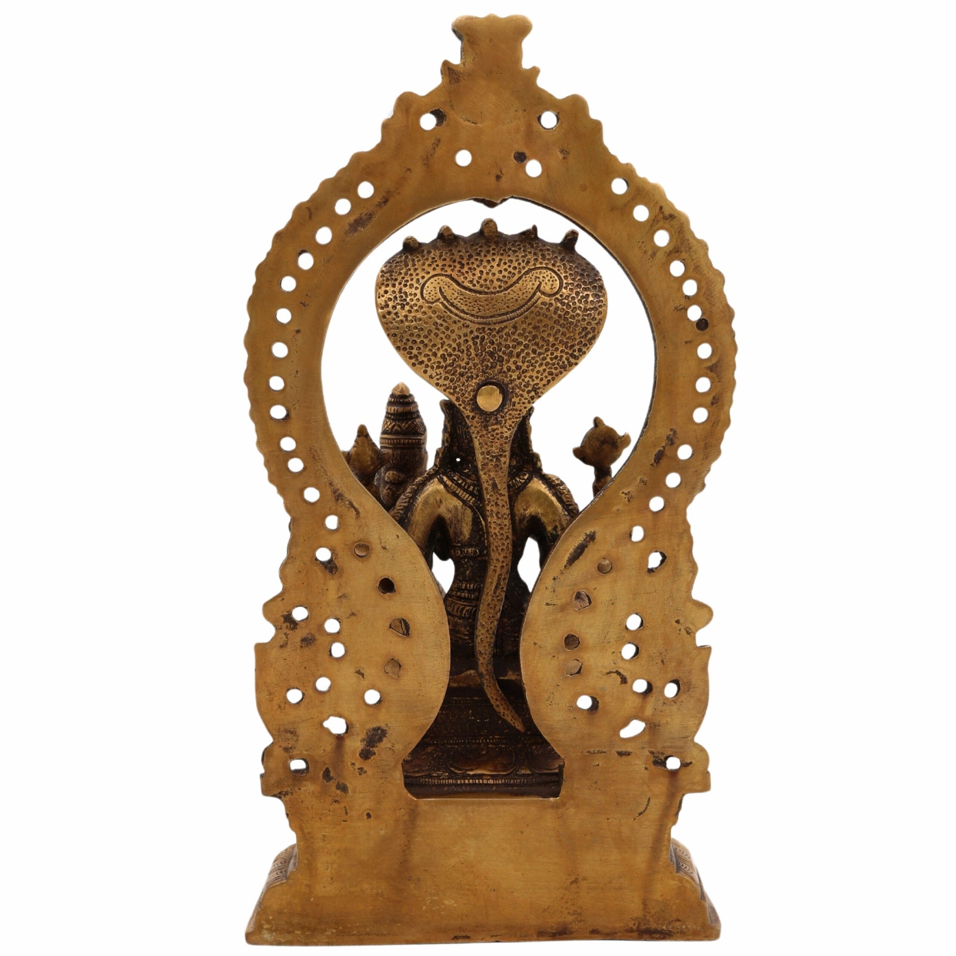 Handcrafted Brass Vishnu Idol, Sriman Narayana, Lakshmi Narayan, Mahavishnu Murti for Pooja Room, Temple & Home Decor, Gold, 10 Inch, 1 Piece